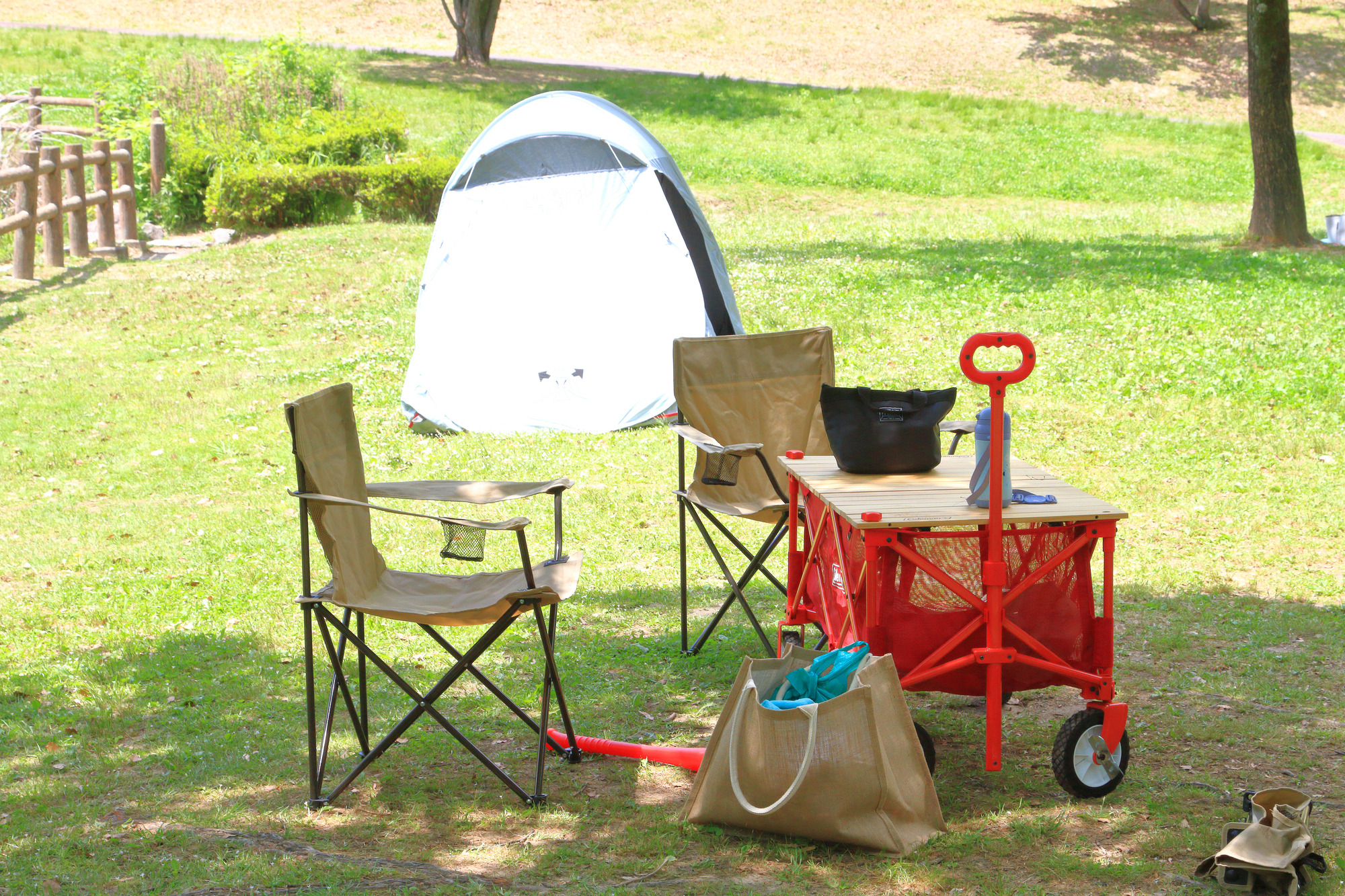 公園で一日楽しむならテント・ワゴンなどがあると便利！