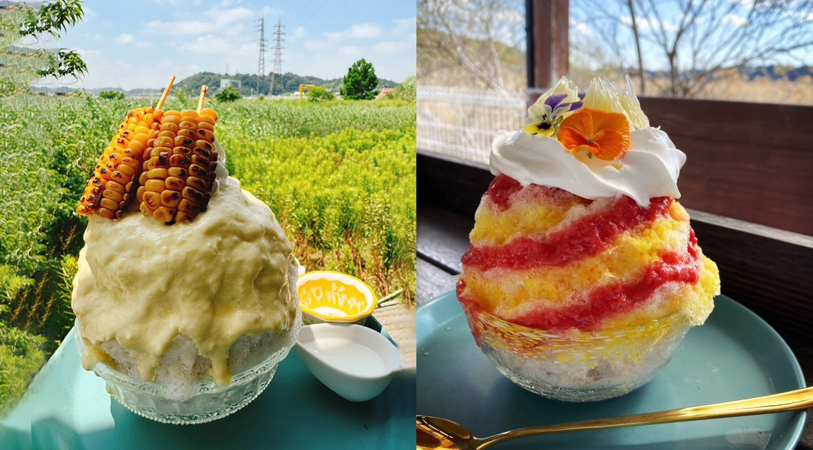 (左)もろこしとおしょうゆみるく・(右)かんきつミックスとロンネフェルト紅茶