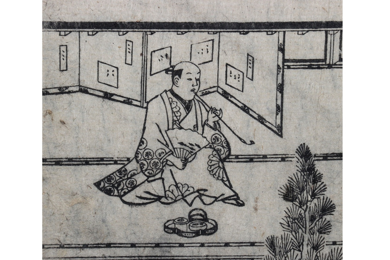 『鹿野武左衛門口伝ばなし』（天和3（1683）年、菱川師宣記念館蔵）に描かれた自画像