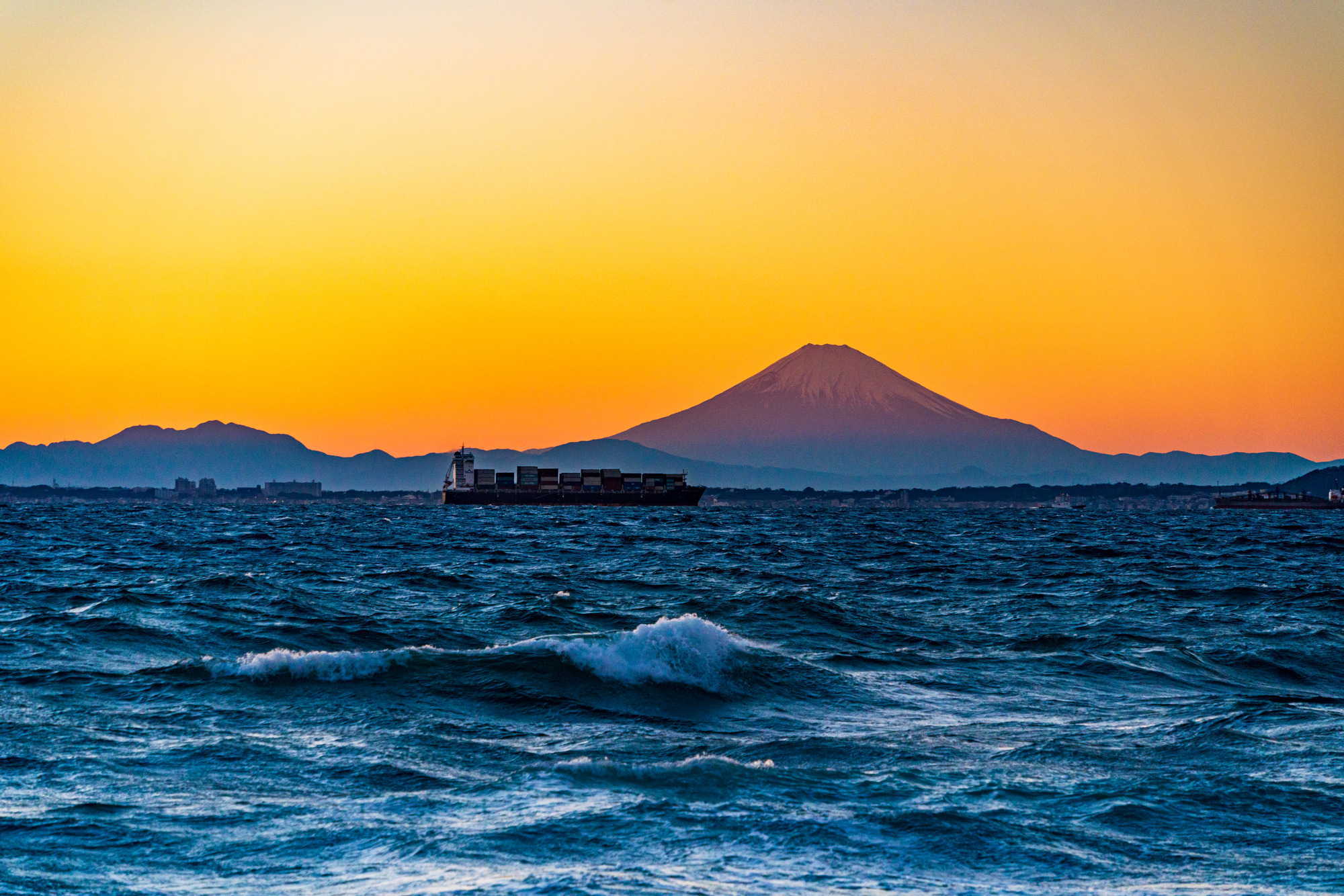 内房（富津市周辺）からの夕日