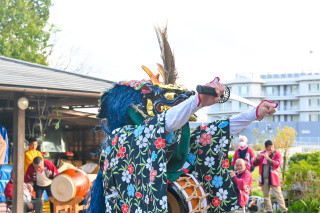 区長宅での演舞