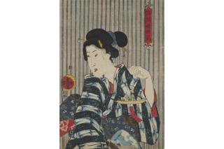 三代歌川豊国《誂織当世島　船の玩具》大判錦絵、弘化（1844～48）頃、当館蔵